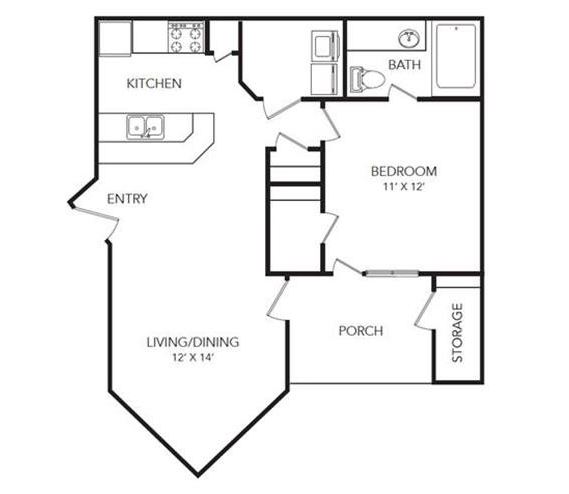 One bedroom one bath apartment home