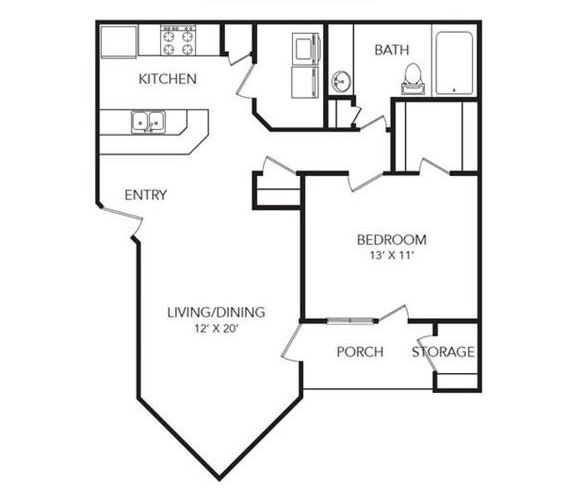 One bedroom One Bath Apartment Home
