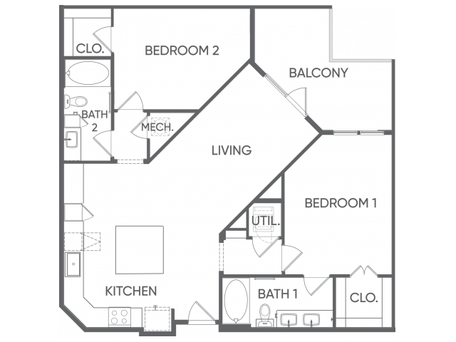 Two Bedrooms/Two Bathrooms