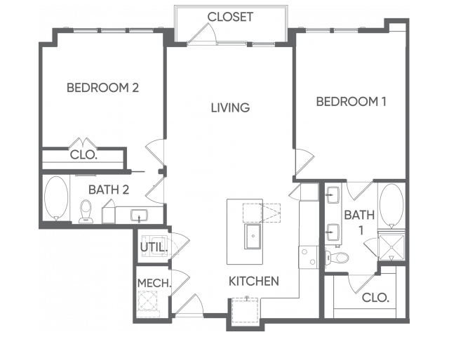 Two Bedrooms/Two Bathrooms