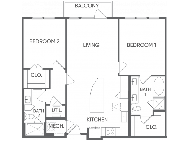 Two Bedrooms/Two Bathrooms