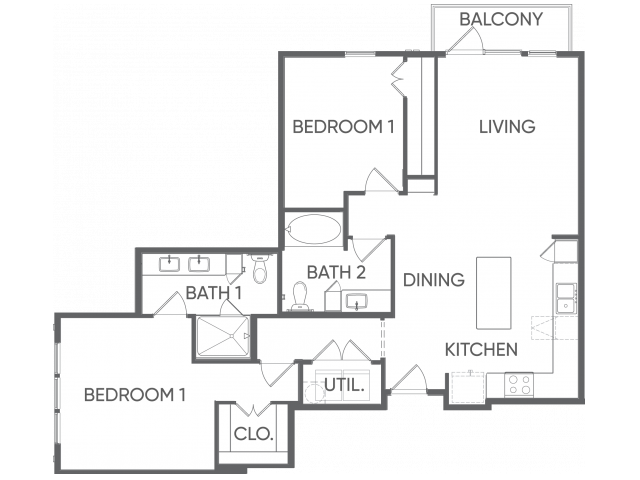 Two Bedrooms/Two Bathrooms