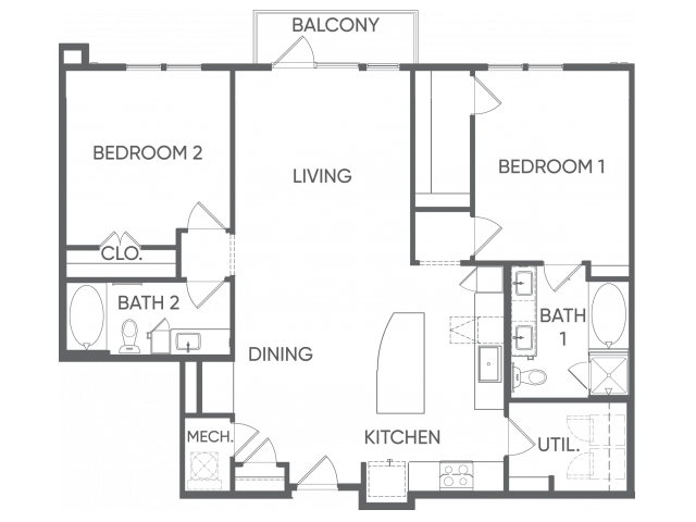 Two Bedrooms/Two and a half Bathrooms