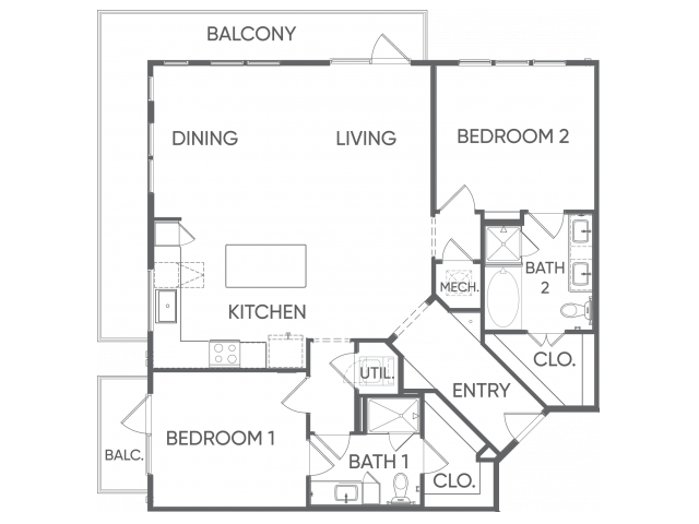 Two Bedrooms/Two Bathrooms