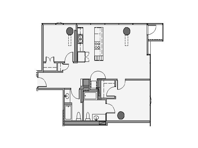 2 Bed 2 Bath Floor Plan 2e