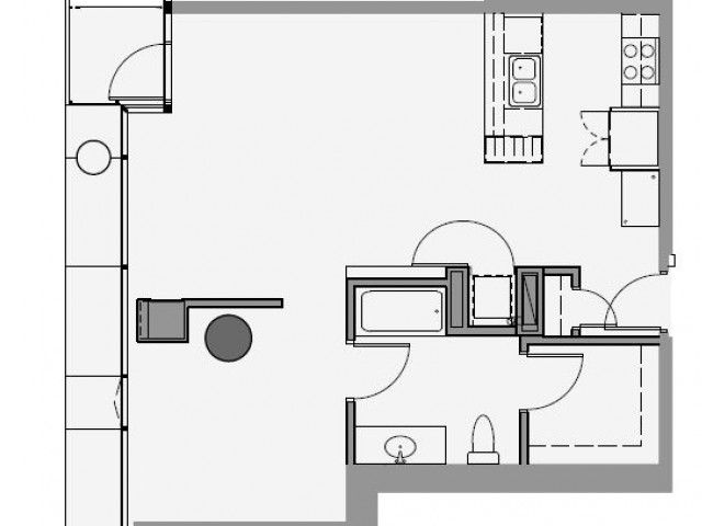 1 Bed 1 Bath Floor Plan 1e