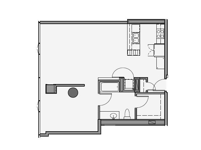1 Bed 1 Bath Floor Plan 1s