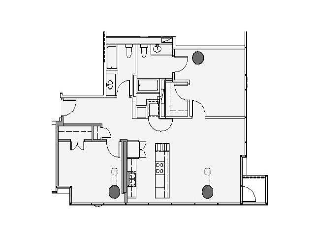 2 Bed 2 Bath Floor Plan 2d