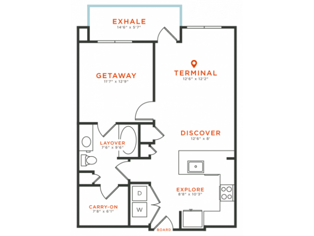 1 bedroom 1 bath with dining area, private patio, walk-in closet and 756 square feet