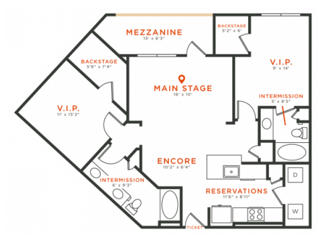 2 bedroom 2 bath apartment with dining area walk-in closets, private patio and 1118 square feet