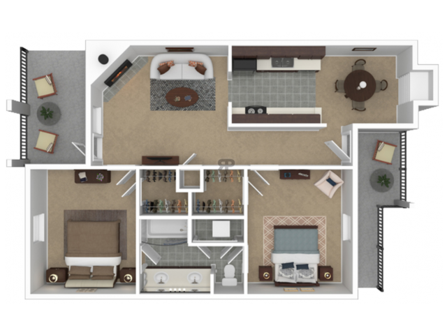 Dixie floor plan, 2 bedroom, 1 bath, 843 square feet