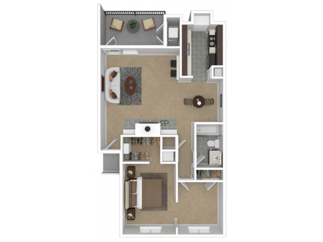 Southdown floor plan, 1 bedroom, 1 bath, 827 square feet