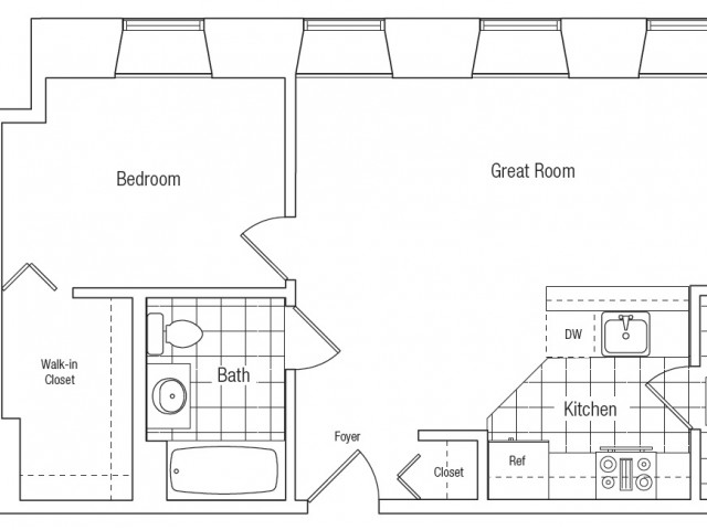 Spacious flat style one bedroom