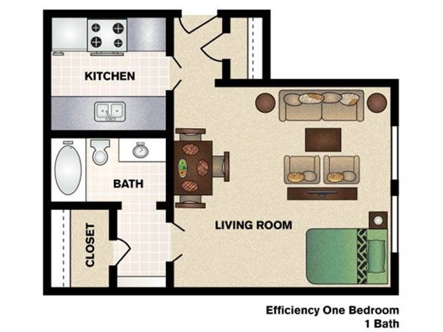 Studio/One Bathroom