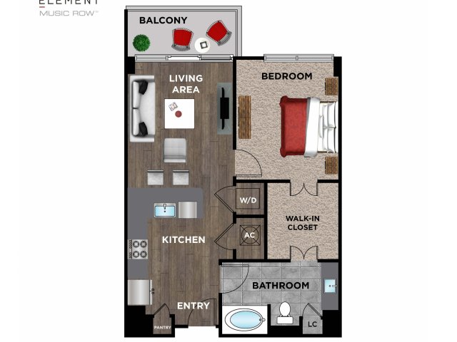 Element Music Row (Moved to RC) - 1 BR / 1 BA - D1