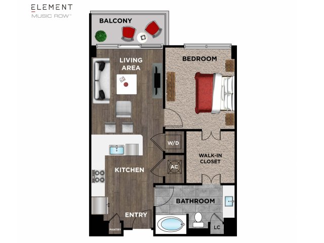 Element Music Row (Moved to RC) - 1 BR / 1 BA - D1A
