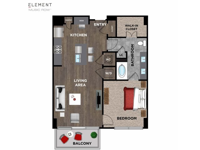 Element Music Row (Moved to RC) - 1 BR / 1 BA - K1, K1A