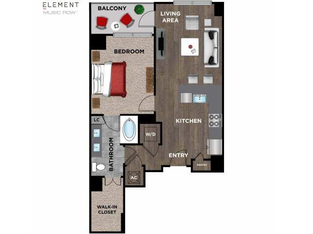 Element Music Row (Moved to RC) - 1 BR / 1 BA - J1