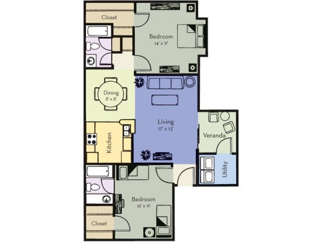Two Bedroom, Two Bathroom