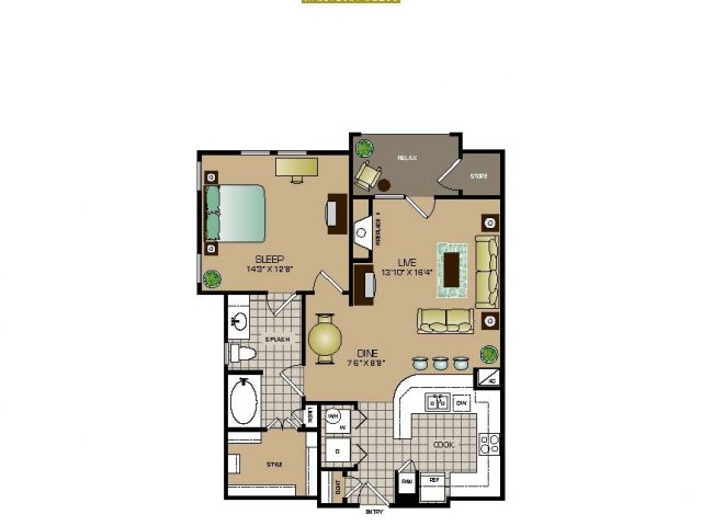 One bedroom one bathroom, kitchen, kitchen pantry, dining room, living room, laundry room , one closet and patio.