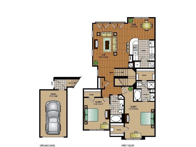 Two bedroom, two bathroom townhome with attached garage,kitchen, pantry, coat closet, living room, dining room, two walk in closets, linen closet and patio and laundry room