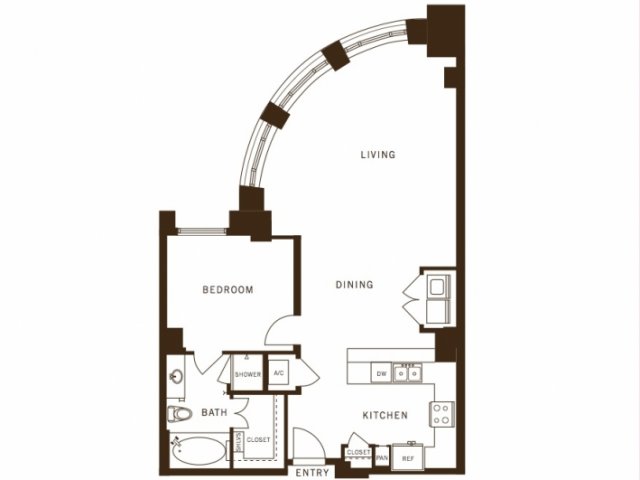 One bedroom, one bathroom, kitchen, living room, pantry , coat closet, walk in closet, laundry room, utility room