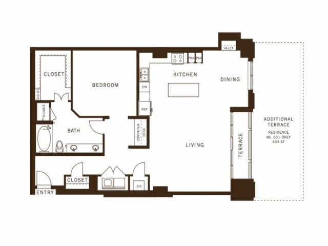 One bedroom, one bathroom, kitchen, living room, pantry , coat closet, walk in closet, laundry room, utility room, and patio , 1348 Square feet.