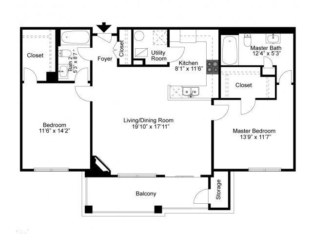 Two Bedroom Two Bathroom Floor Plan Express