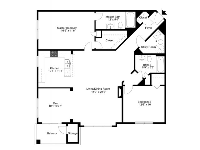 Two Bedroom Two Bathroom Floor Plan Silver Streak