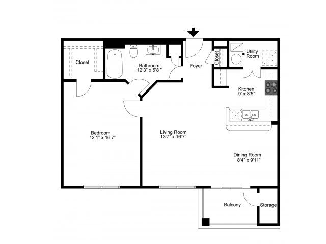 One Bedroom One Bathroom Floor Plan Zephyr