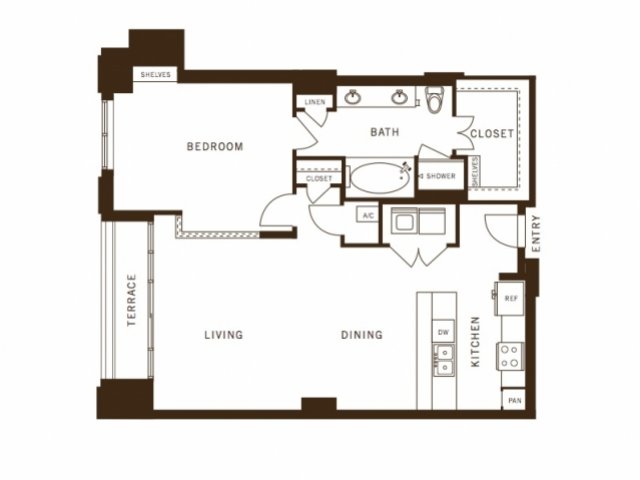 One bedroom, one bathroom, kitchen, living room, pantry , coat closet, walk in closet, laundry room, utility room