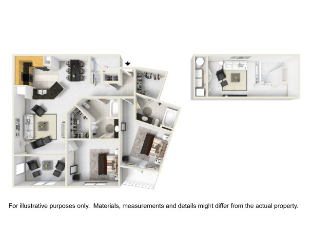 Abbey II  Loft 2BR/2BA 1438 square feet