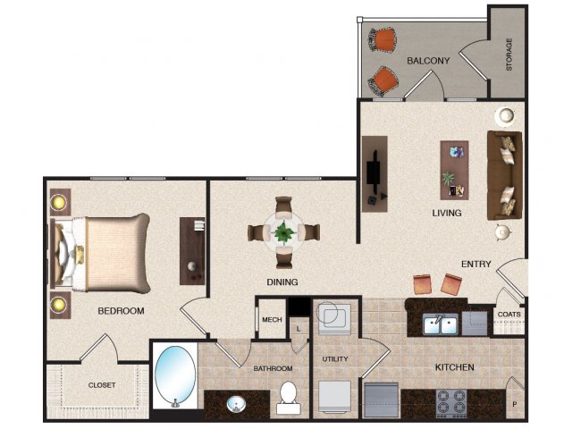 The Grove at Waterford Crossing (Moved to RC) - Apricot - 1 BR / 1 BA