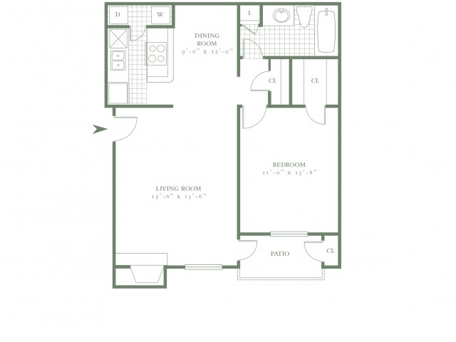 One Bedroom/One Bath - 731sf