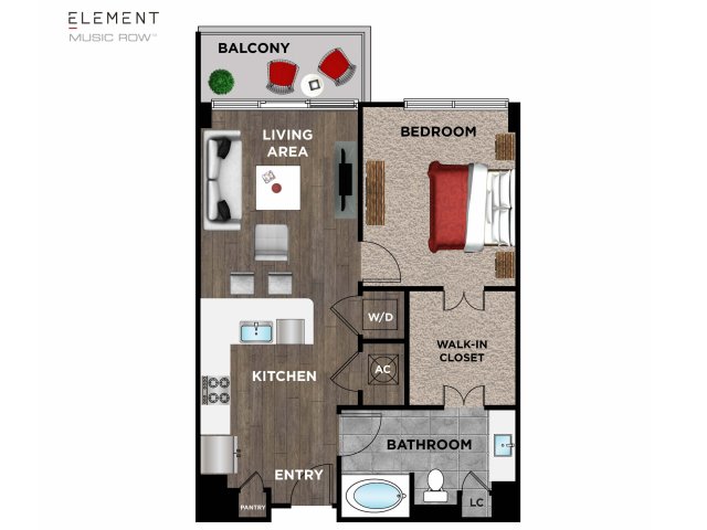 Element Music Row (Moved to RC) - 1 BR / 1 BA - D1-2