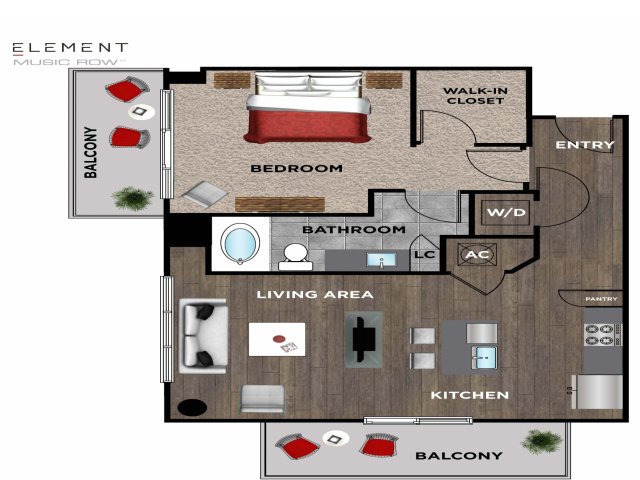 Element Music Row (Moved to RC) - 1 BR / 1 BA - C1