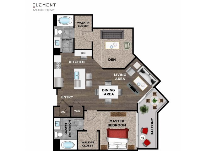 Element Music Row (Moved to RC) - 1 BR / 2 BA, Den - M1
