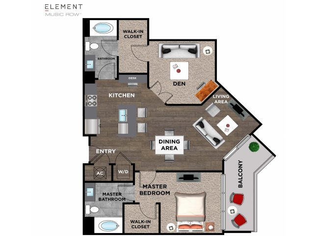 Element Music Row (Moved to RC) - 2 BR / 2 BA - A2