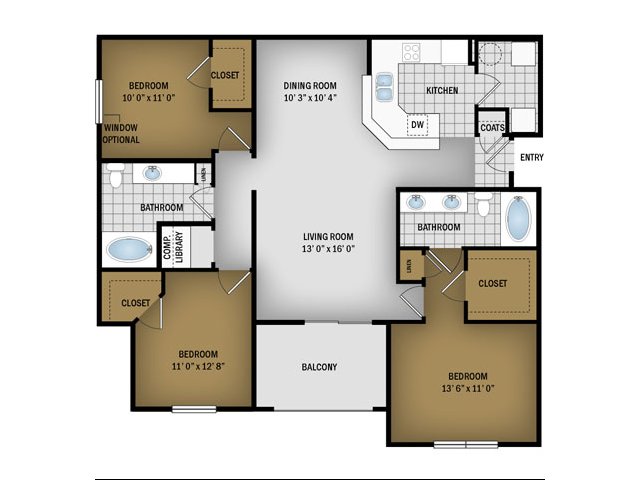 K Floorplan- 1340 Sq. Ft.