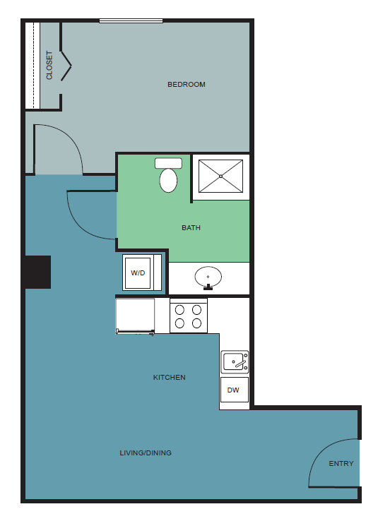 One bedroom/one bathroom apartment with W/D in Fort Worth, Texas