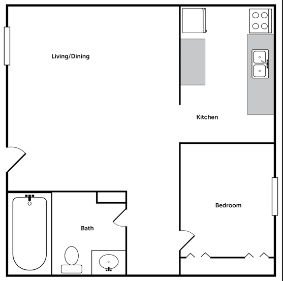 One Bedroom/One Bathroom Apartment in Denton, Texas with a walk-in closet