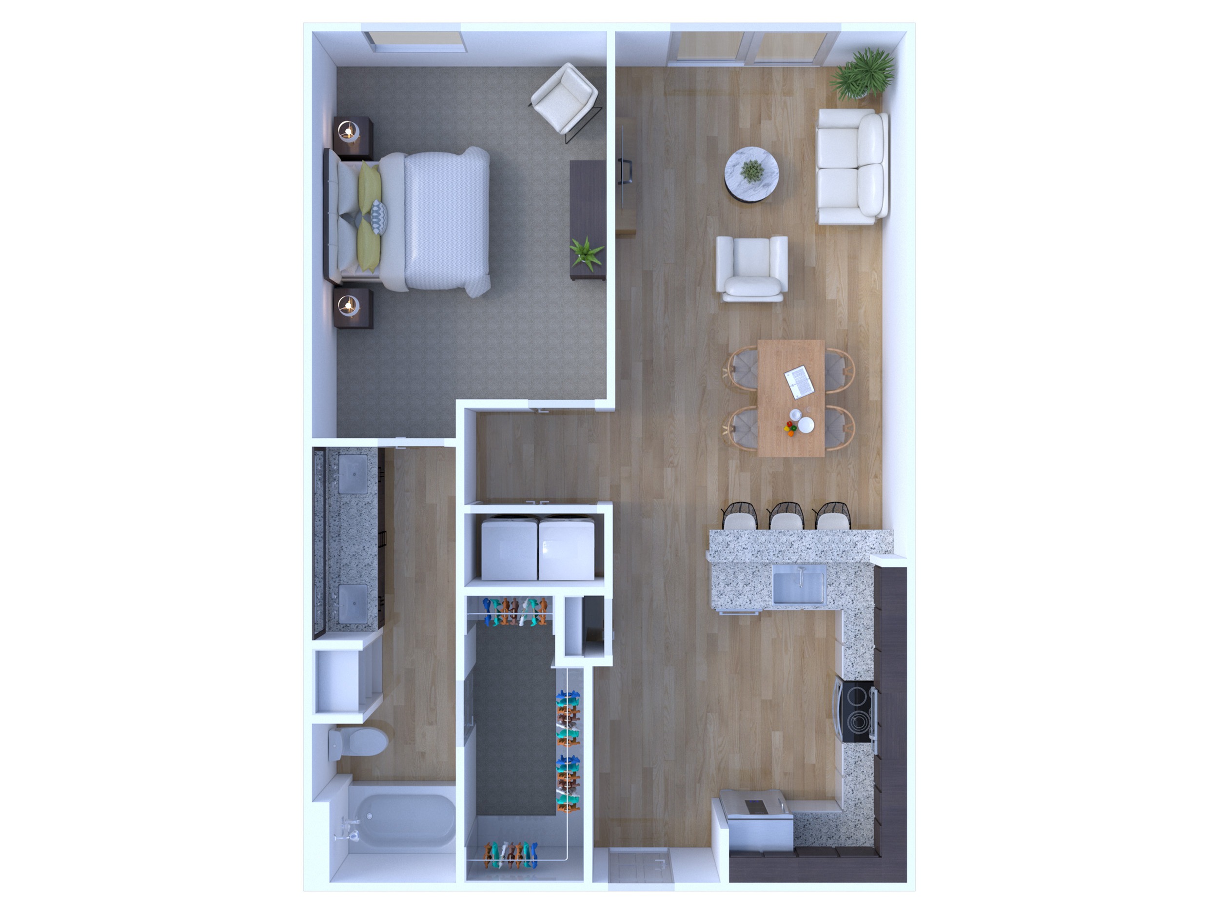 Spacious one bedroom apartment with stainless steel appliances and walk ...