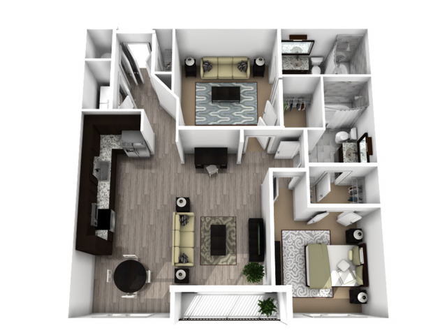 Central Station (Moved to RC) - Underground- 1 BR / 2 BA, Den