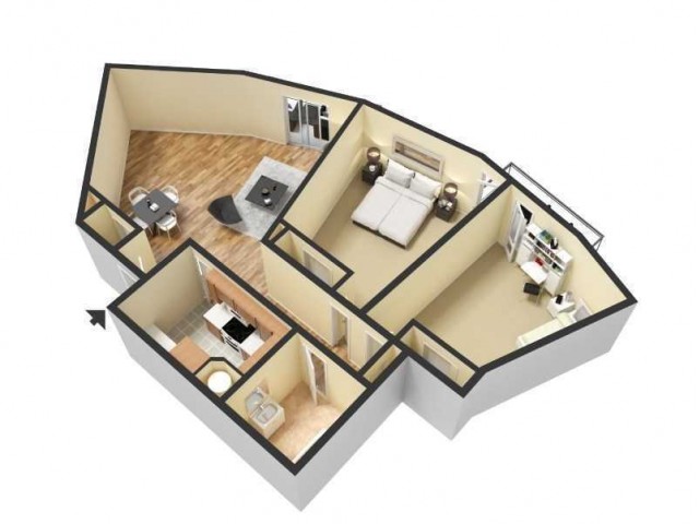 2 bed 1 bath