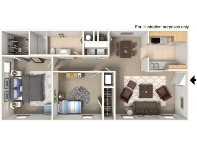 2 bed 1 bath
