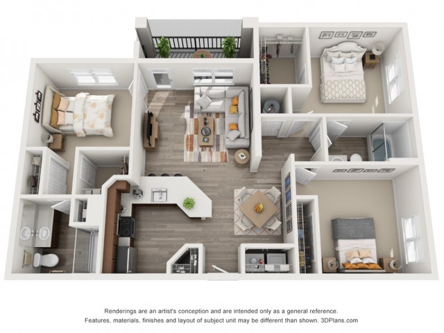 Cortona 1252 Square Feet Three Bedroom | Two Bathroom
