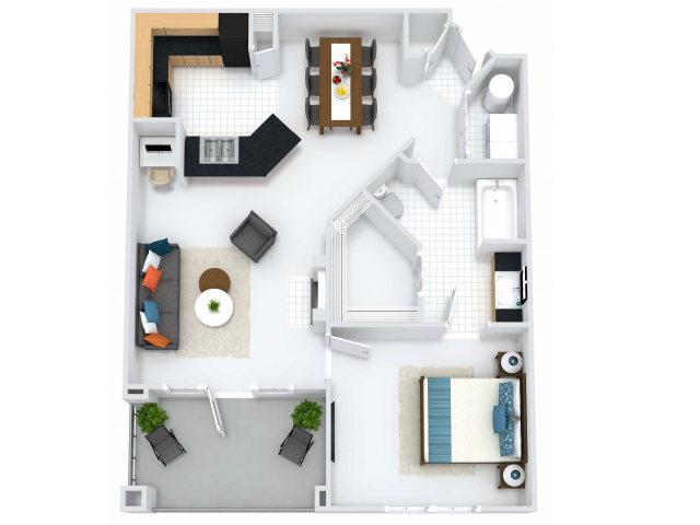 Kensington 1BR/1BA 792 square feet