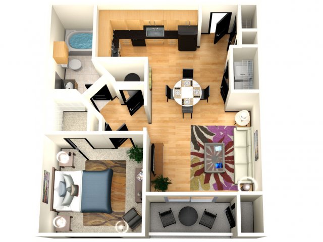 One Bedroom One Bathroom floor plan