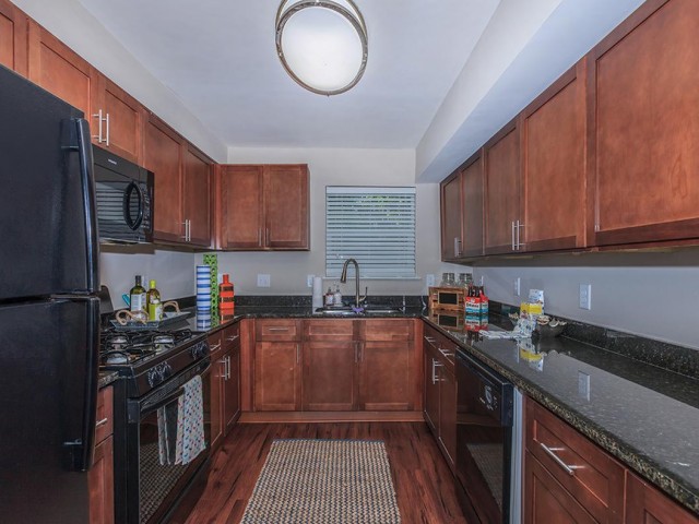 Kitchen with black appliances
