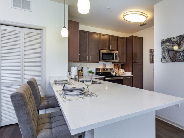 Treviso Grand Apartments - North Venice, Florida island kitchen with quartz countertop